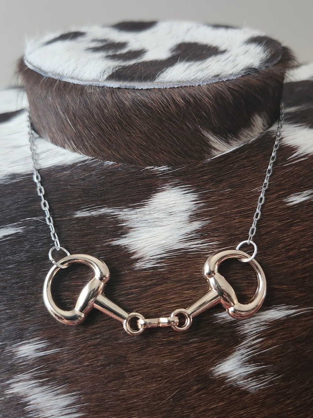 Stainless Steel Horse Snaffle Bit Necklace - Gold Tone Pendant